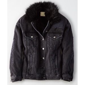 denim jacket with black fur